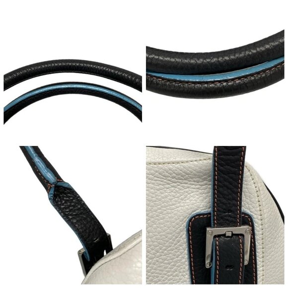 LOEWE Senda - White Black Light Blue Leather Handbag 416-080525 - Picture 7 of 14